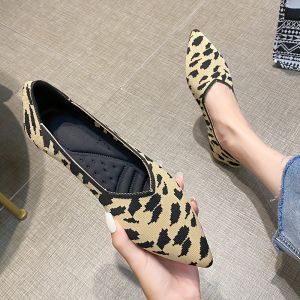 Gray Leopard Pointed Toe Flat | SHOEKNOWS